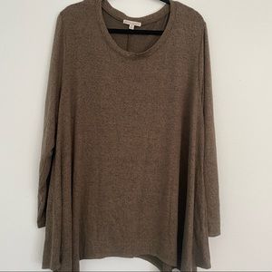 Green Soft Shark Bite Hem Sweater Size 3X